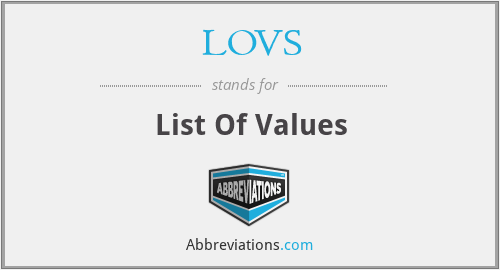 LOVS - List Of Values