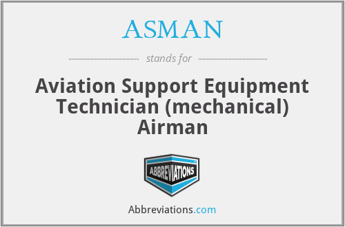 ASMAN - Aviation Support Equipment Technician (mechanical) Airman