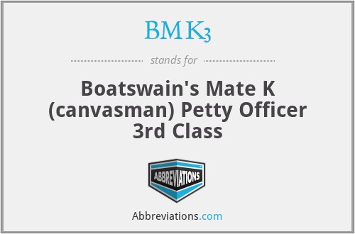 BMK3 - Boatswain's Mate K (canvasman) Petty Officer 3rd Class