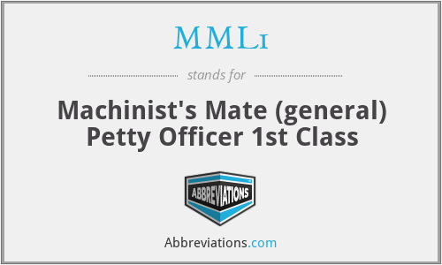 MML1 - Machinist's Mate (general) Petty Officer 1st Class