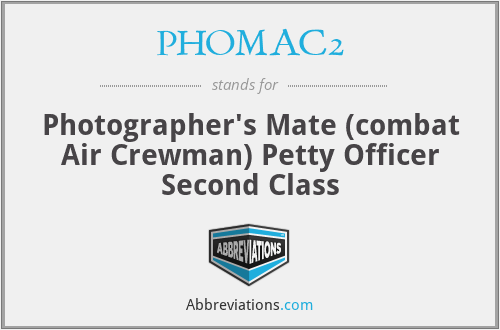 PHOMAC2 - Photographer's Mate (combat Air Crewman) Petty Officer Second Class