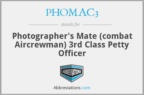 PHOMAC3 - Photographer's Mate (combat Aircrewman) 3rd Class Petty Officer