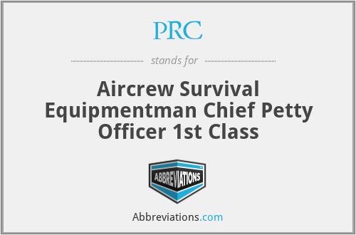 PRC - Aircrew Survival Equipmentman Chief Petty Officer 1st Class