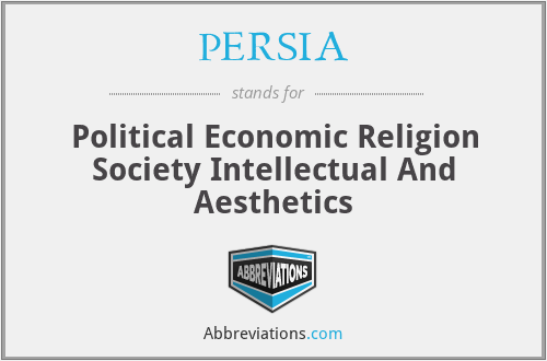 PERSIA - Political Economic Religion Society Intellectual And Aesthetics