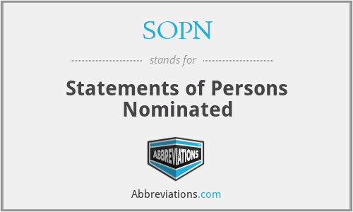 SOPN - Statements of Persons Nominated