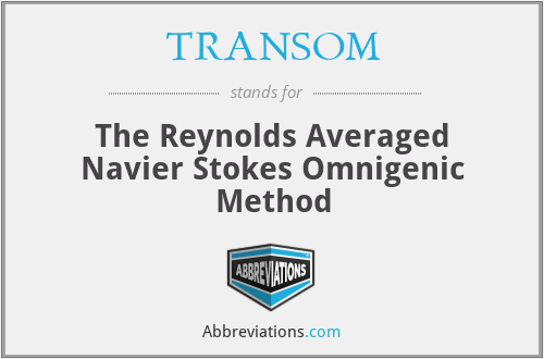 TRANSOM - The Reynolds Averaged Navier Stokes Omnigenic Method