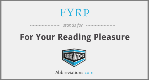 FYRP - For Your Reading Pleasure