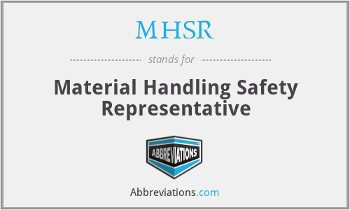 MHSR - Material Handling Safety Representative
