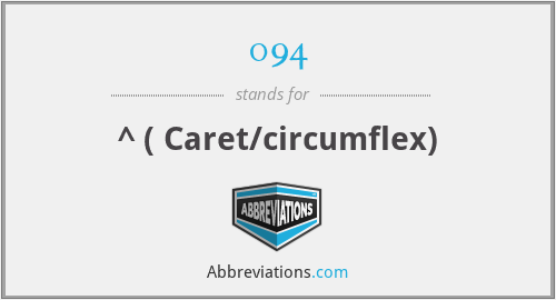 094 - ^ ( Caret/circumflex)