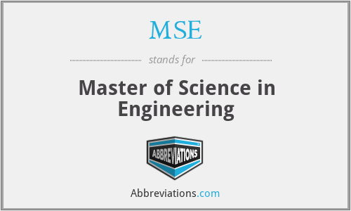 MSE - Master of Science in Engineering