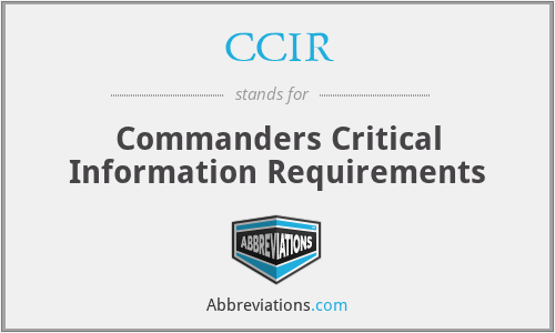 CCIR - Commanders Critical Information Requirements
