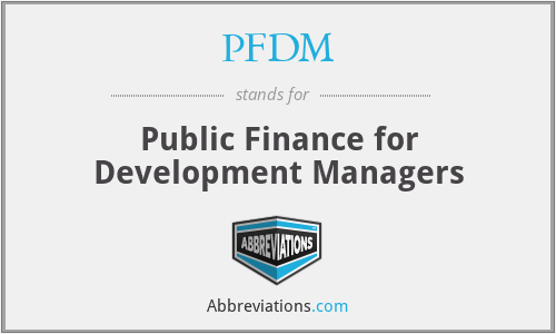 PFDM - Public Finance for Development Managers