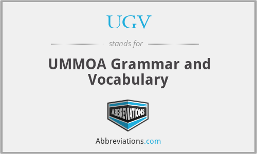 UGV - UMMOA Grammar and Vocabulary