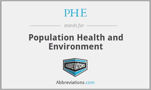 PHE - Population Health and Environment