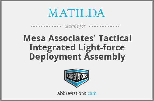 MATILDA - Mesa Associates' Tactical Integrated Light-force Deployment Assembly