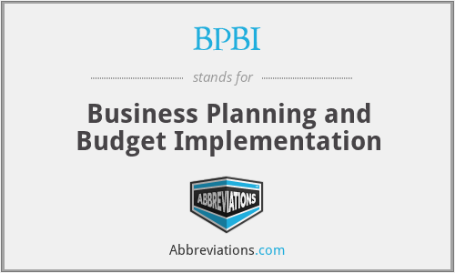 BPBI - Business Planning and Budget Implementation