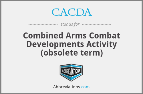 CACDA - Combined Arms Combat Developments Activity (obsolete term)
