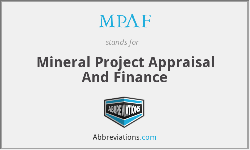 MPAF - Mineral Project Appraisal And Finance