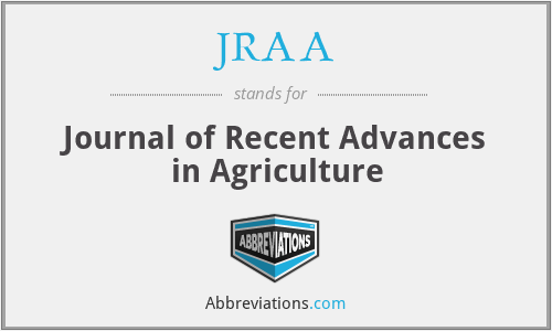 JRAA - Journal of Recent Advances in Agriculture