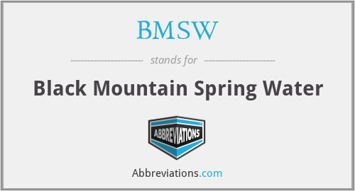 BMSW - Black Mountain Spring Water