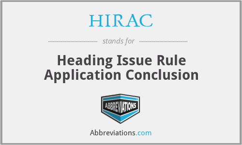 HIRAC - Heading Issue Rule Application Conclusion