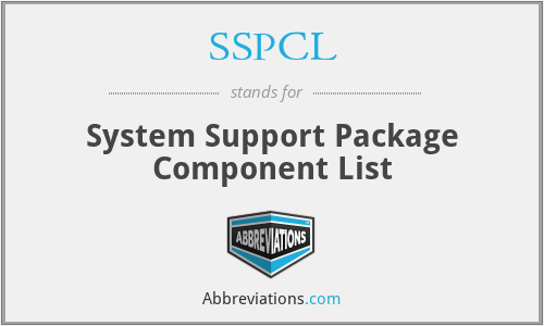 SSPCL - System Support Package Component List