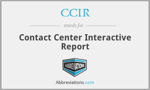 CCIR - Contact Center Interactive Report