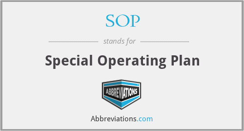 SOP - Special Operating Plan