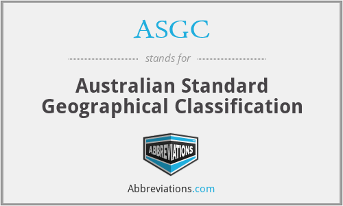 ASGC - Australian Standard Geographical Classification