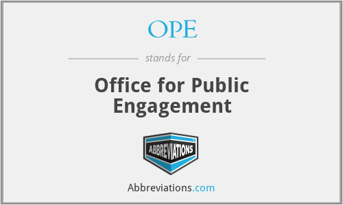 OPE - Office for Public Engagement