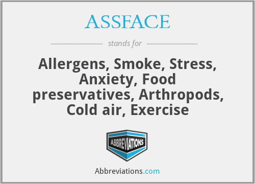 ASSFACE - Allergens, Smoke, Stress, Anxiety, Food preservatives, Arthropods, Cold air, Exercise