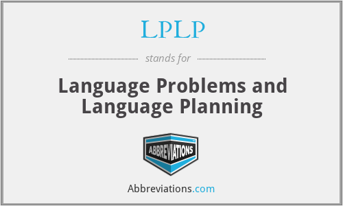 LPLP - Language Problems and Language Planning
