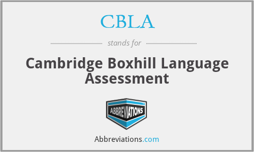 CBLA - Cambridge Boxhill Language Assessment