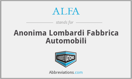 ALFA - Anonima Lombardi Fabbrica Automobili