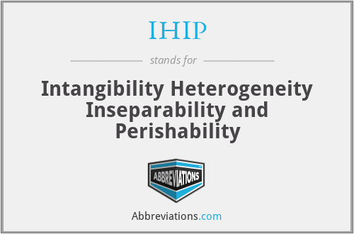 IHIP - Intangibility Heterogeneity Inseparability and Perishability