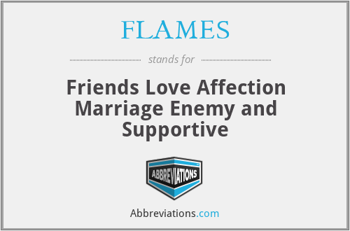 FLAMES - Friends Love Affection Marriage Enemy and Supportive