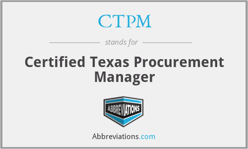 CTPM - Certified Texas Procurement Manager