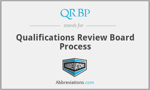 QRBP - Qualifications Review Board Process