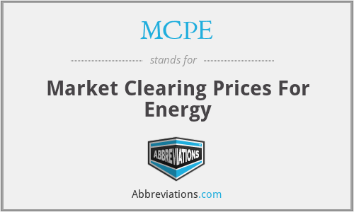 MCPE - Market Clearing Prices For Energy