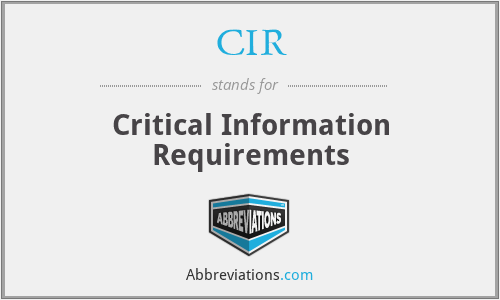 CIR - Critical Information Requirements