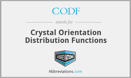 CODF - Crystal Orientation Distribution Functions