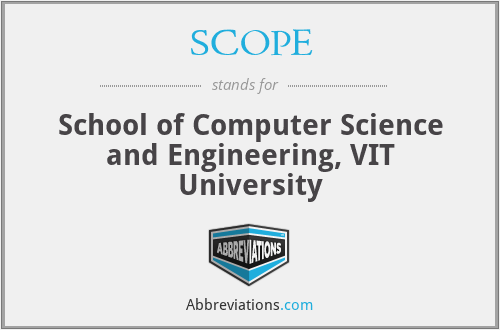 SCOPE - School of Computer Science and Engineering, VIT University