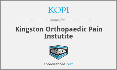 KOPI - Kingston Orthopaedic Pain Instutite
