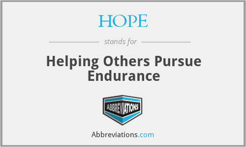 HOPE - Helping Others Pursue Endurance