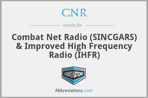 CNR - Combat Net Radio (SINCGARS) & Improved High Frequency Radio (IHFR)