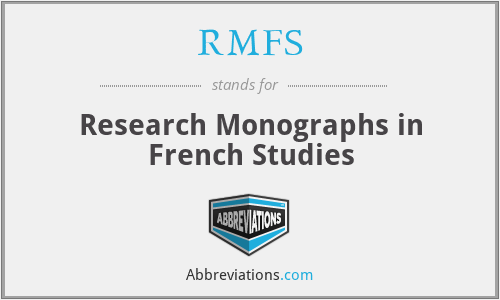RMFS - Research Monographs in French Studies