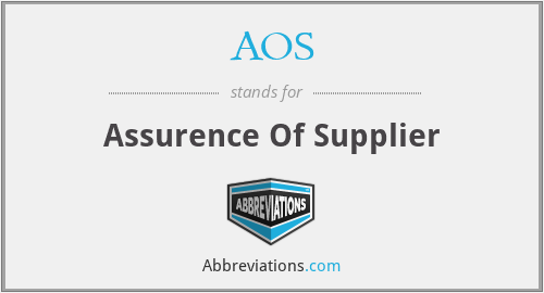 AOS - Assurence Of Supplier
