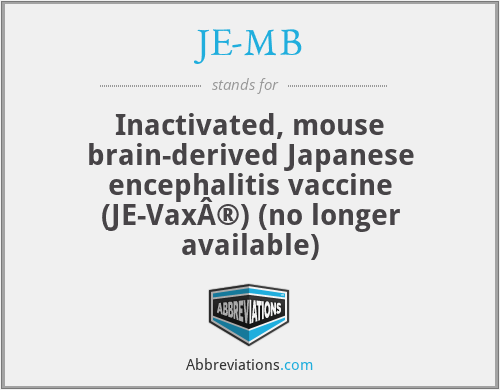 JE-MB - Inactivated, mouse brain-derived Japanese encephalitis vaccine (JE-VaxÂ®) (no longer available)