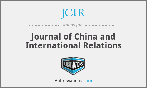 JCIR - Journal of China and International Relations