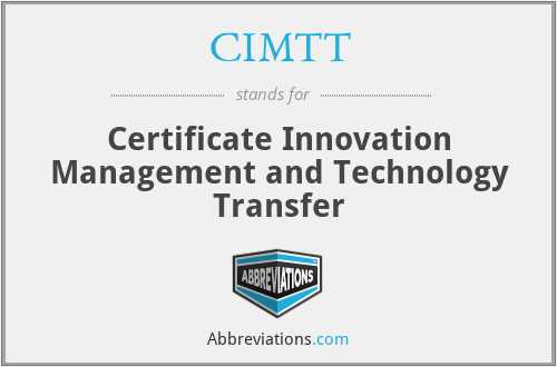 CIMTT - Certificate Innovation Management and Technology Transfer